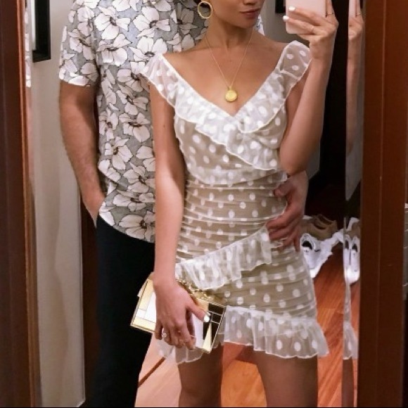 Polka dot white bandit style dress - Picture 7 of 8